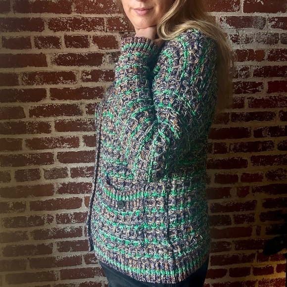 Sleepat11 funky multi color cardigan with functional buttons - Picture 4 of 10